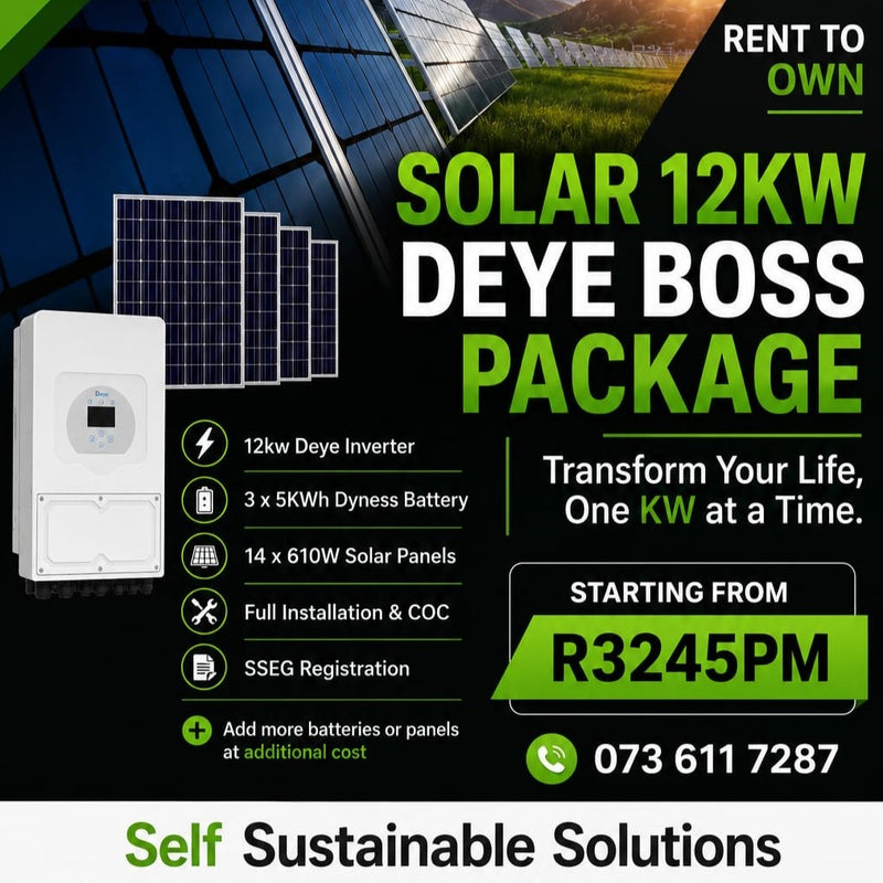 Rent to Own 12kW Deye Boss Package — Grid-Tied | Johannesburg South