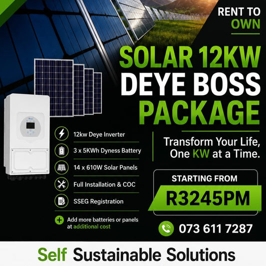 Rent to Own 12kW Deye Boss Package with Battery Backup | Johannesburg South