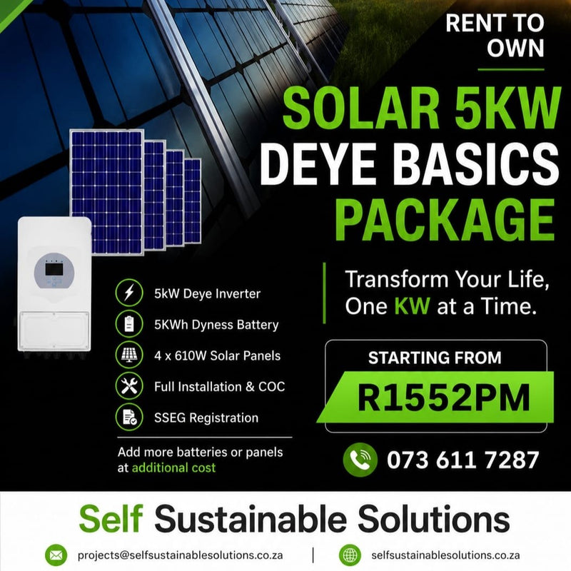 Rent to Own 5kW Deye Basics Package — Grid-Tied | Johannesburg South