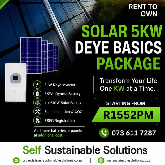 Rent to Own 5kW Deye Basics Package — Grid-Tied | Johannesburg South