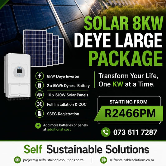Rent to Own 8kW Deye Large Package — Grid-Tied | Johannesburg South